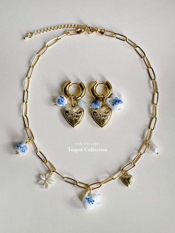 Chunky Heart Locket Hoops - An Eclectic Cup of Tea Blue Stones For Cheap