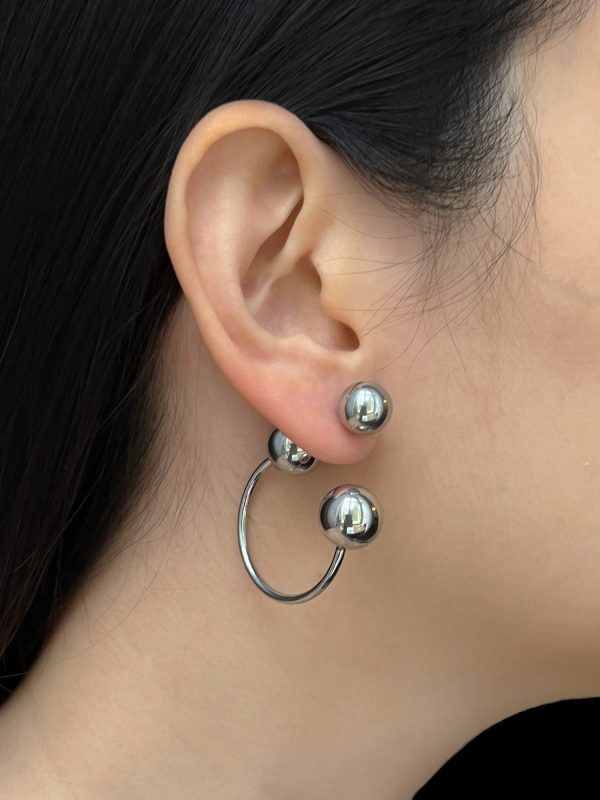 Globule Earrings - Silver For Sale