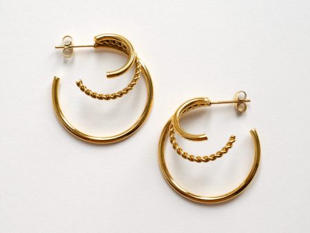 Triple Hoop Earrings - Textured For Cheap