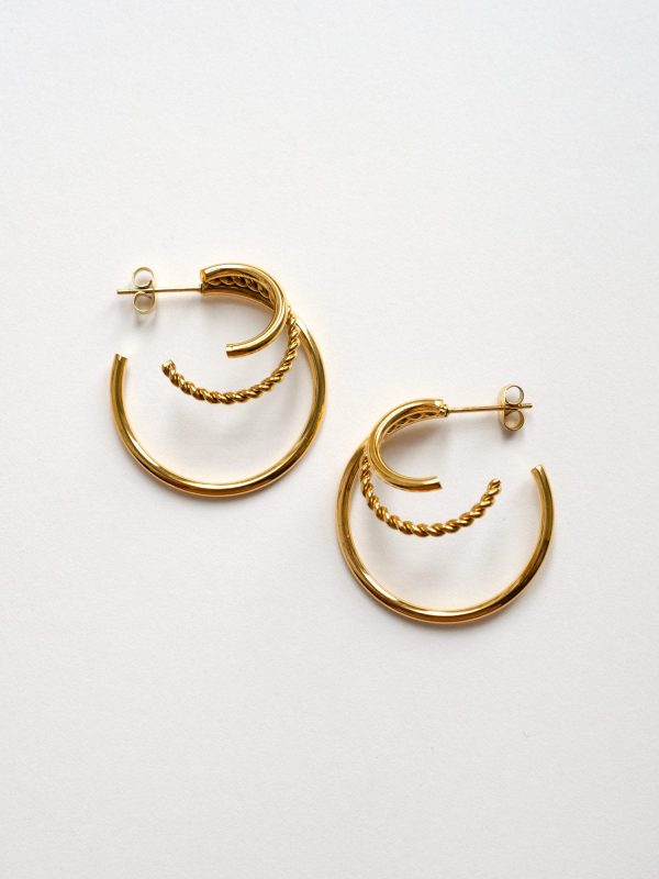 Triple Hoop Earrings - Textured For Cheap