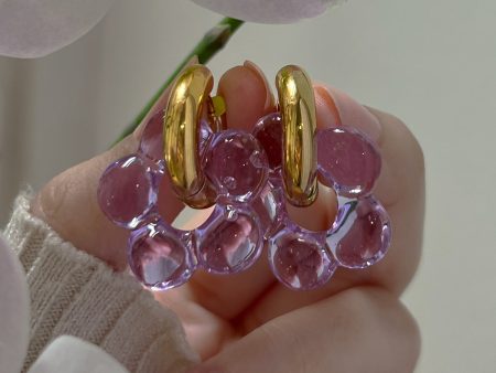 Glass Flower Donut Hoops - Lilac Online