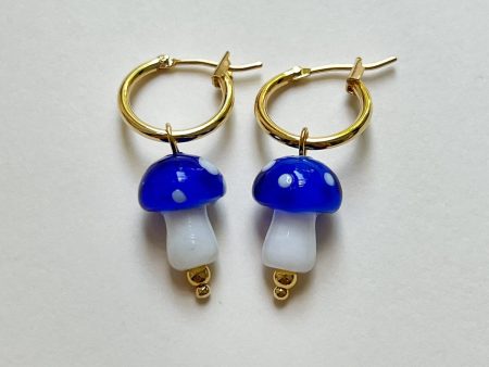 Petite Mushroom Hoops - Blue Online now