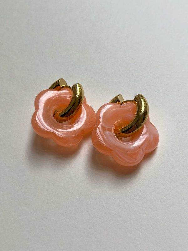 Flower Donut Hoops - Marbled Peach Online