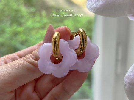 Flower Donut Hoops - Marbled Matte Lilac Supply