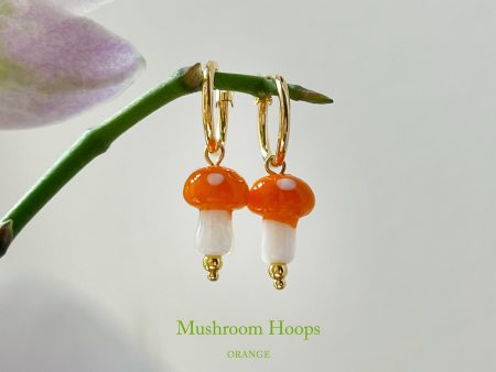 Petite Mushroom Hoops - Orange Online Sale