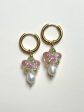 Glass Flower & Pearl Hoop Earrings - Pink Online now