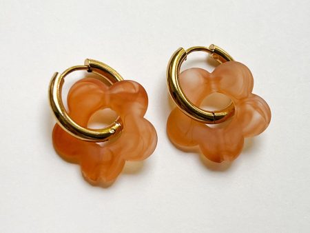 Easy Hoops With Flower Charm - Orange For Cheap