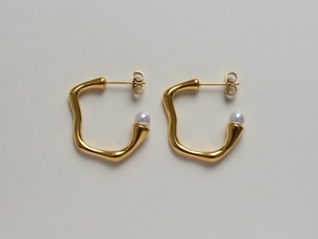 Wavy Pearl Hoops Cheap