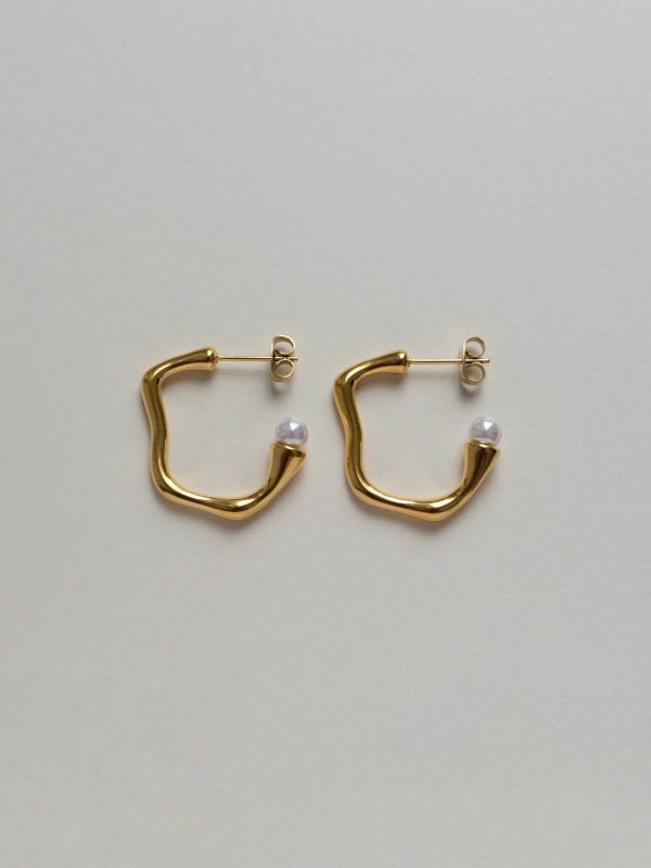 Wavy Pearl Hoops Cheap