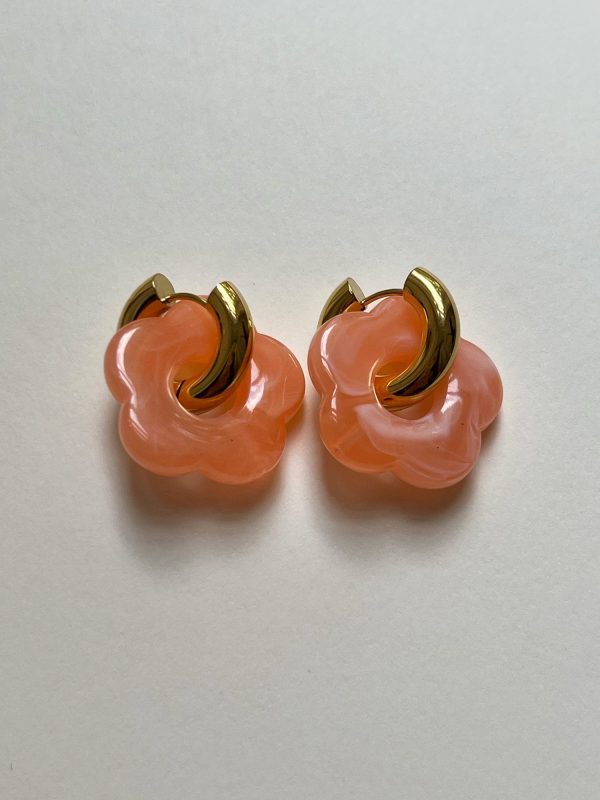 Flower Donut Hoops - Marbled Peach Online