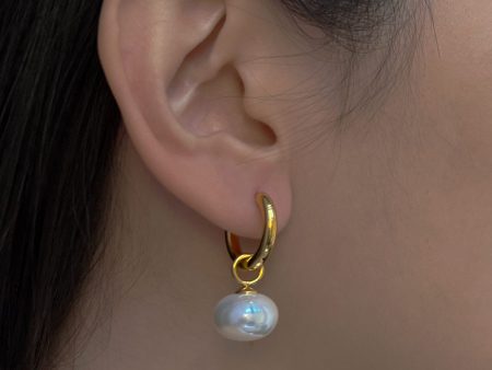 Classic Pearl Hoops - Gold on Sale