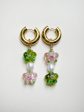 Glass Flower Asymmetric Chunky Hoops - Pink Apple Green Supply