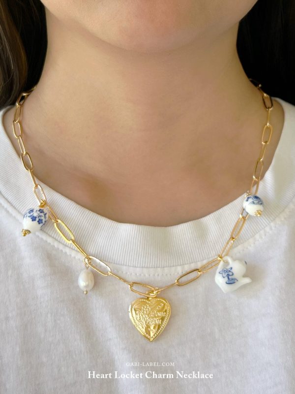 Eclectic Charm Necklace - Gold Jumbo Heart Locket Supply