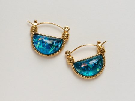 Blue Sea Marble Petite Hoops Online Sale