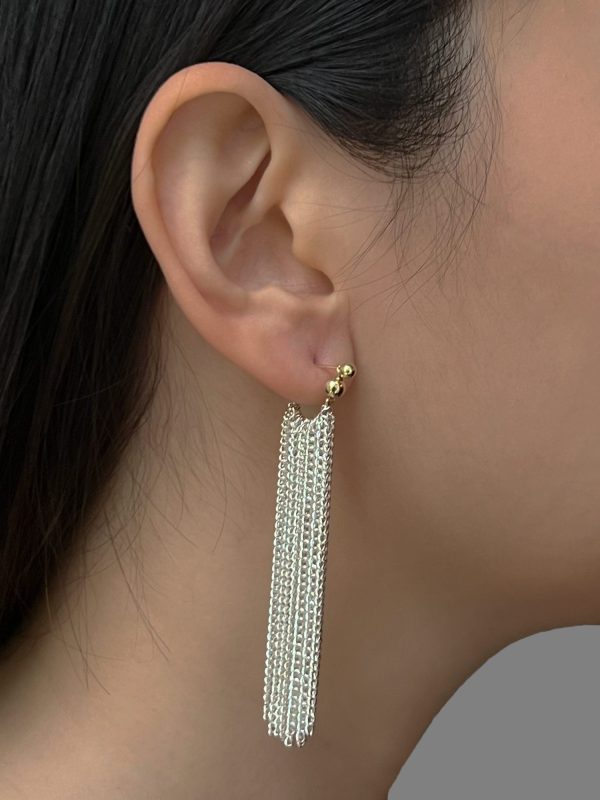 Fluidity Silver Chain Earrings - Long Hot on Sale