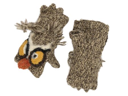 Owl Fingerless Mittens on Sale