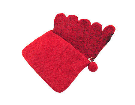 Felt Leaf Clutch Red Hot on Sale