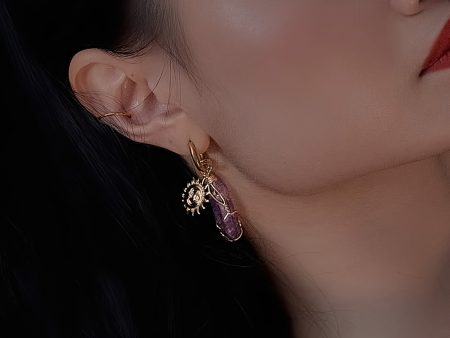 Divine Sun-Moon Hoops - Amethyst Purple Hot on Sale