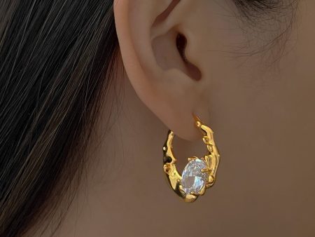 Crystal-encrusted Gold Baroque Hoops Online Sale