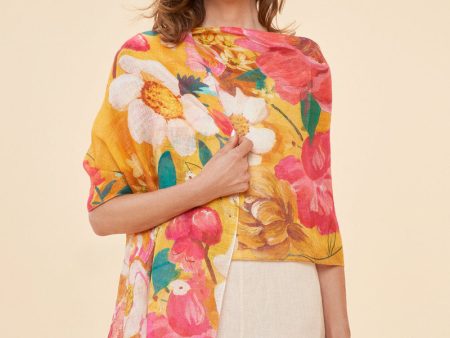 100% Linen Printed Scarf - Powder Sale