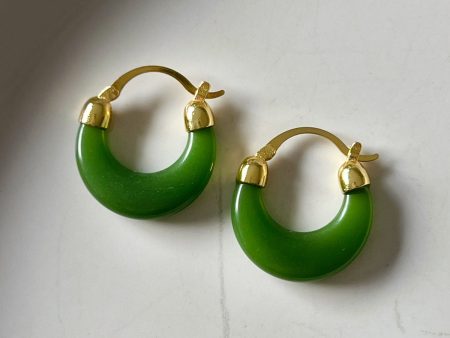 Dark Green Jade Hoops For Discount