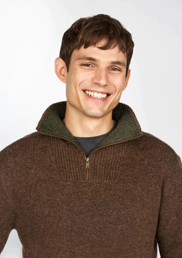 Half Zip Virgin Wool Irish Sweater for Men Sale