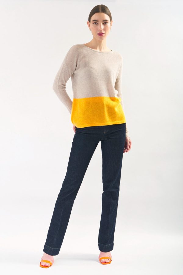 Cashmere Sweater Easy Fit Color Block For Discount