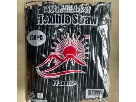 STRAW FLEXIBLE Black 250pcs pack Discount