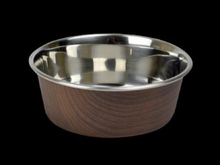 OurPets Wood Grain Stainless Steel Bowl Dark Brown Online now