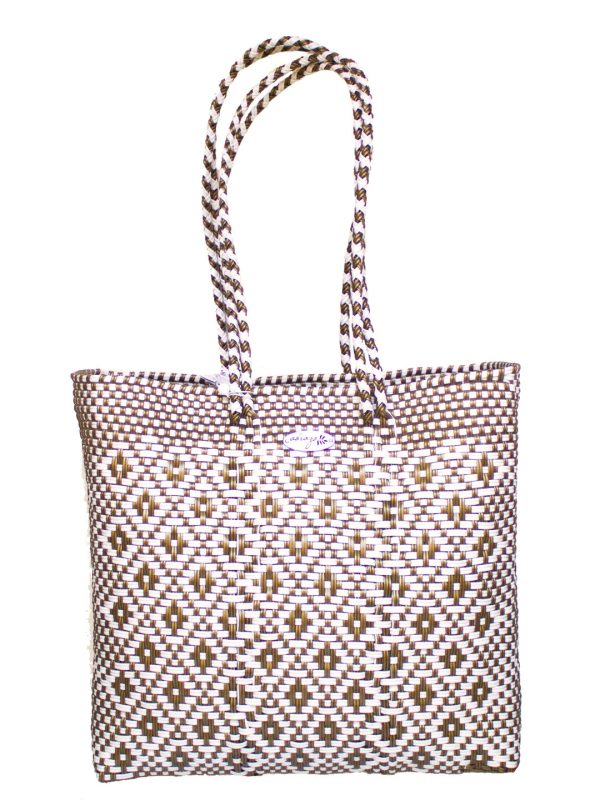 White and Gold Recycled Plastic Tote Sale