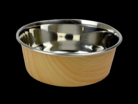 OurPets Wood Grain Stainless Steel Bowl Light Brown Hot on Sale