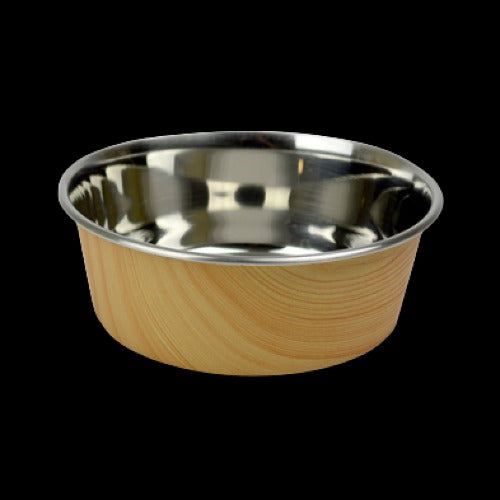 OurPets Wood Grain Stainless Steel Bowl Light Brown Hot on Sale