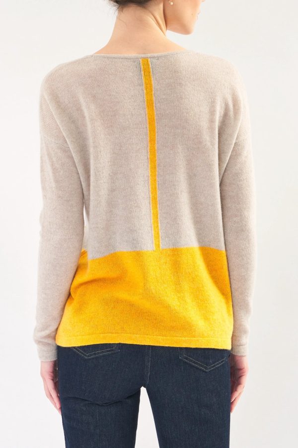 Cashmere Sweater Easy Fit Color Block For Discount