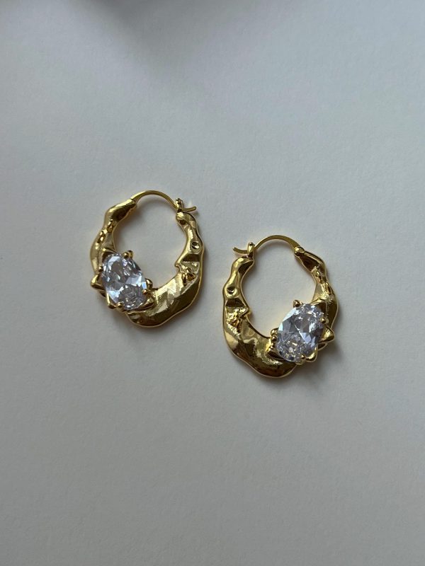 Crystal-encrusted Gold Baroque Hoops Online Sale