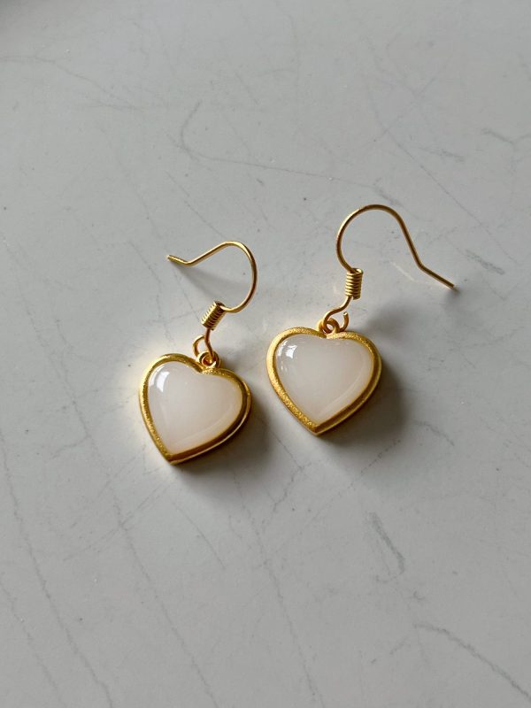 Chubby Heart Jade Earrings Discount