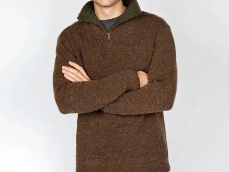 Half Zip Virgin Wool Irish Sweater for Men Sale