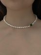 Baroque Pearl Necklace with Emerald Gemstone Hot on Sale