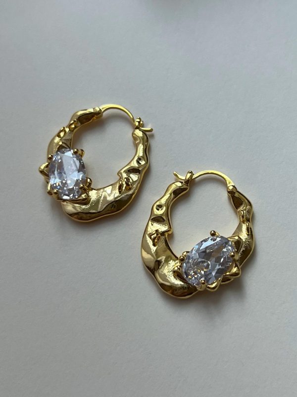 Crystal-encrusted Gold Baroque Hoops Online Sale