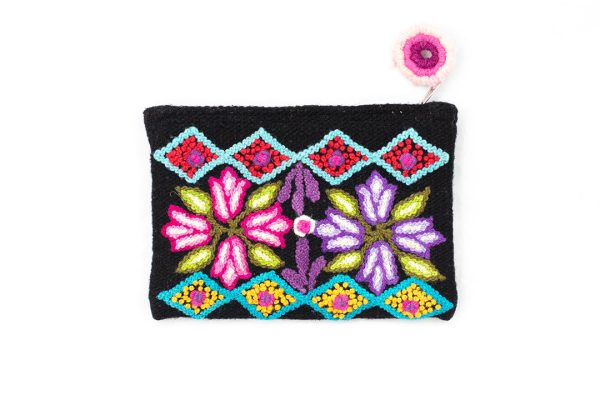 Ayacucho Flowers  Hand Embroidered Pouch Online Hot Sale