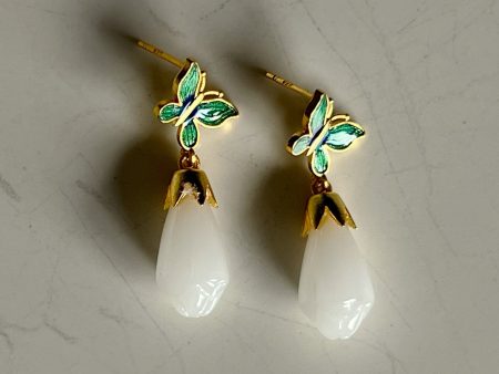 Butterfly Jade Earrings For Sale